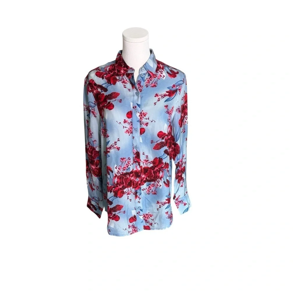 J. Crew - Drapey Relaxed Fit Button Down Floral Viscose Twill Blouse Sz Xs